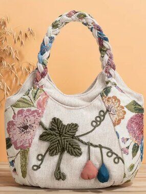 Bohemian Style Handmade Flower Embroidered Multicolored Handbag